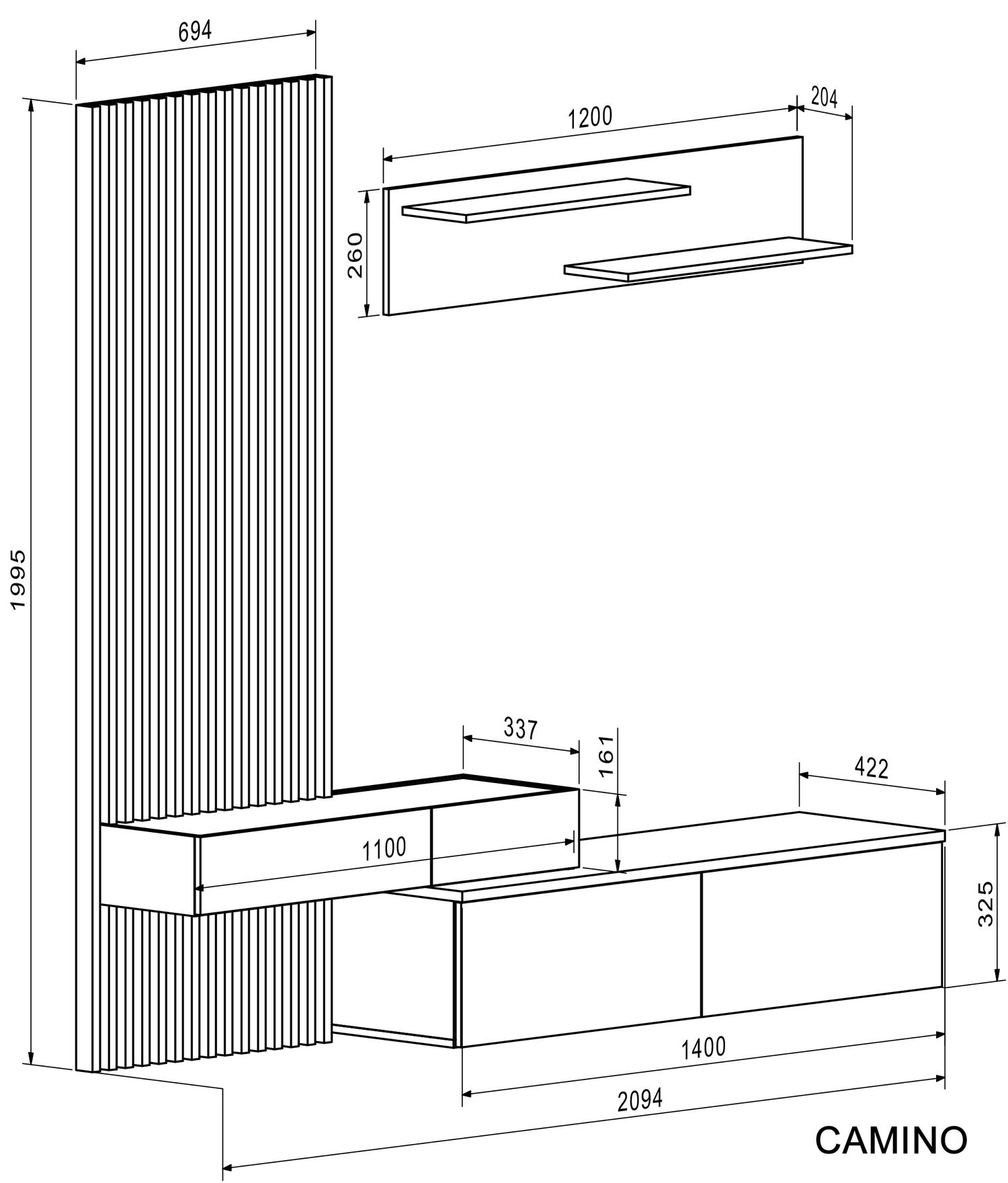 CAMINO zestaw, kolor: dąb artisan - kaszmir CAMINO zestaw, kolor: dąb artisan - kaszmir