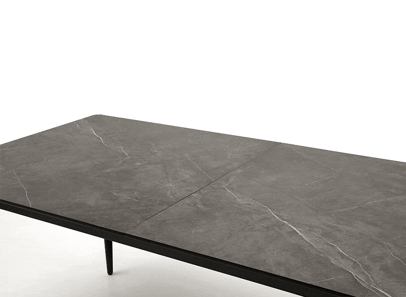 CHARLES stół rozkładany, blat - popielaty marmur, nogi - czarny CHARLES stół rozkładany, blat - popielaty marmur, nogi - czarny