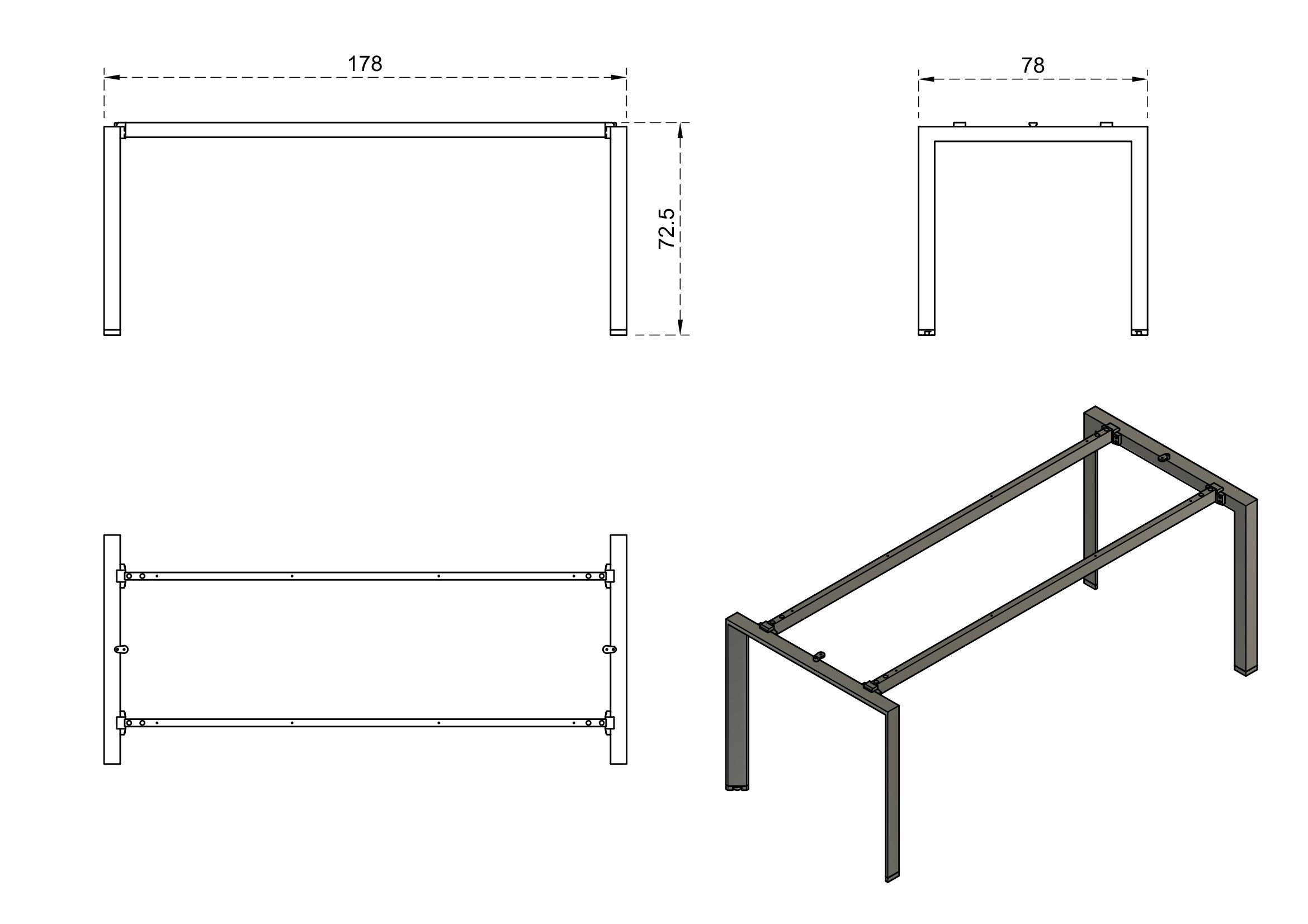 Biurko / Stół PASON MANAGER DESK 180x80 cm – Antracyt Blat / Biały Stelaż