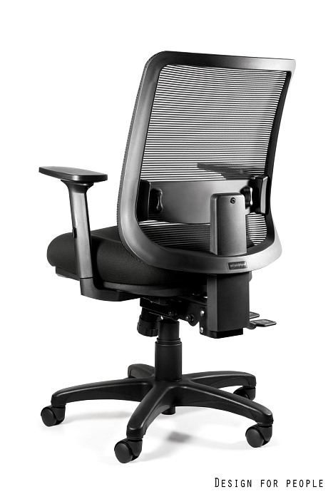 SAGA (1218) - Fotel biurowy Siatka SM01 czarna/Tkanina BL418 BLACK/24/7 atestowany