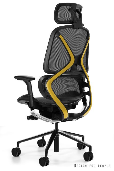 AREO-X Fotel biurowy - CZARNA SIATKA, YELLOW X