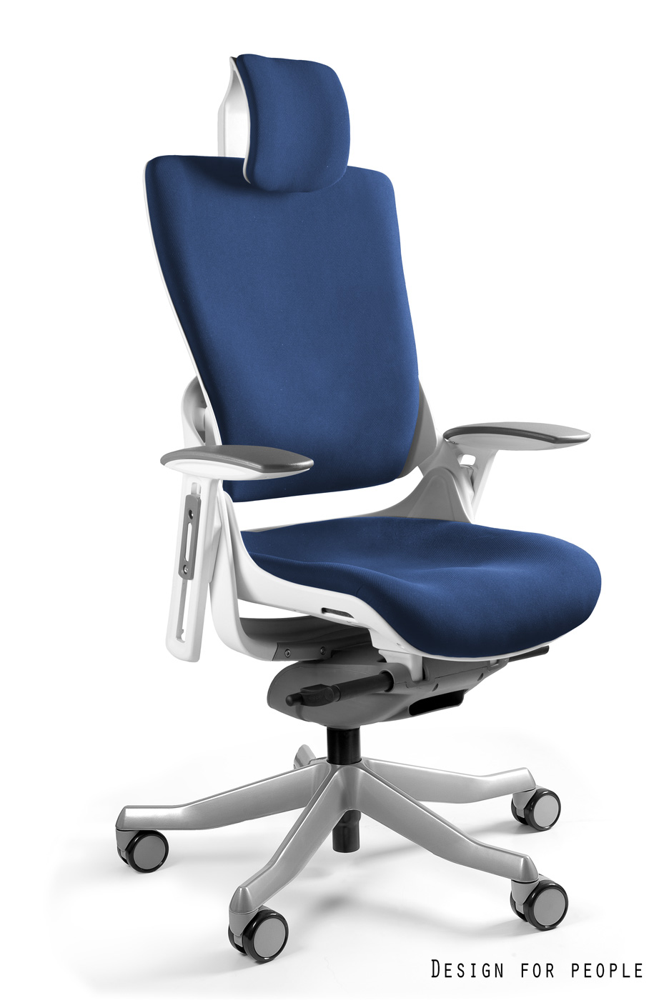 WAU 2 Fotel obrotowy - biały/tkaniny BL415 ROYALBLUE