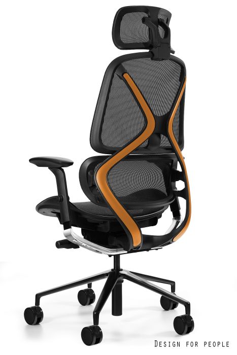 AREO-X Fotel biurowy - CZARNA SIATKA, ORANGE X