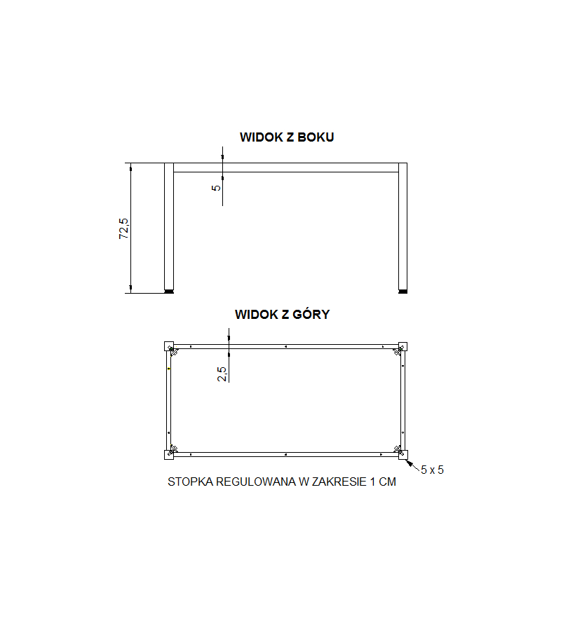 Stelaż metalowy do stołu i biurka NY-A057/KC 156x76 cm, noga kwadratowa kolor czarny
