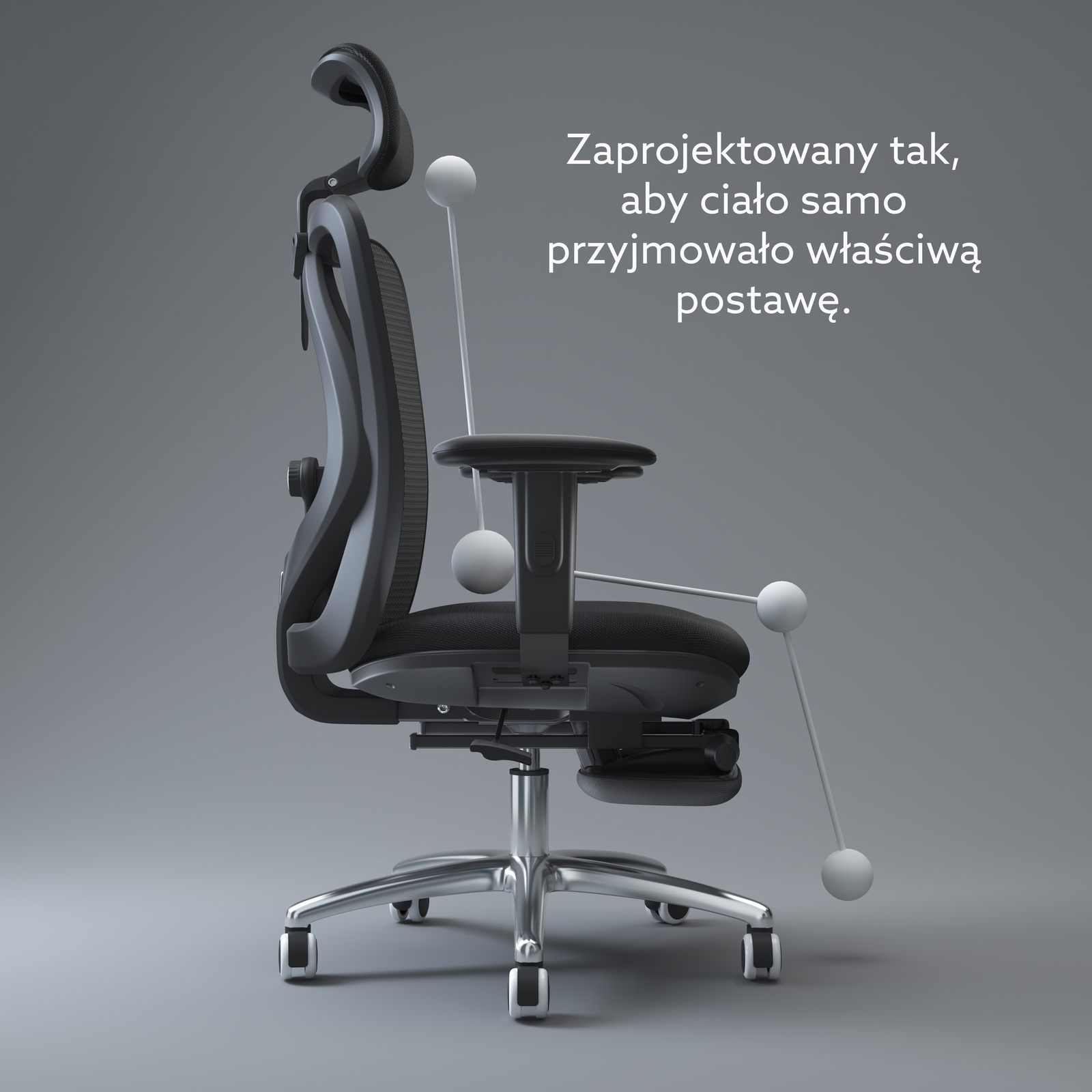 Fotel ergonomiczny ANGEL biurowy obrotowy eurOpa plus z podnóżkiem