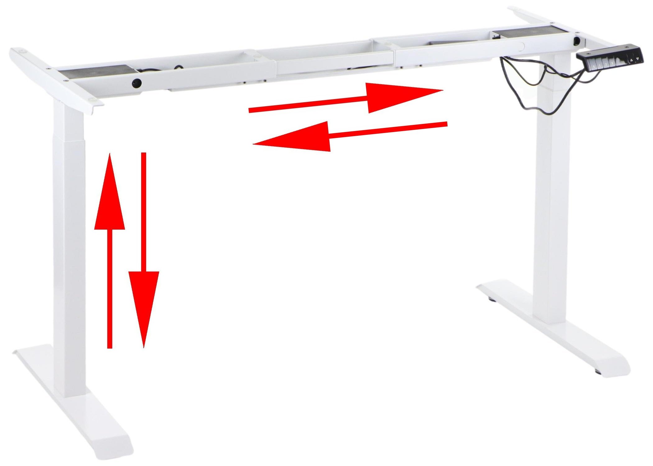 Stelaż UT04E-2T/W z elektryczną regulacją wysokości w zakresie 71-118 cm; 2-silnikowy, kolor biały