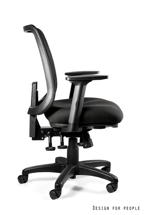SAGA (1218) - Fotel biurowy Siatka SM01 czarna/Tkanina BL418 BLACK/24/7 atestowany