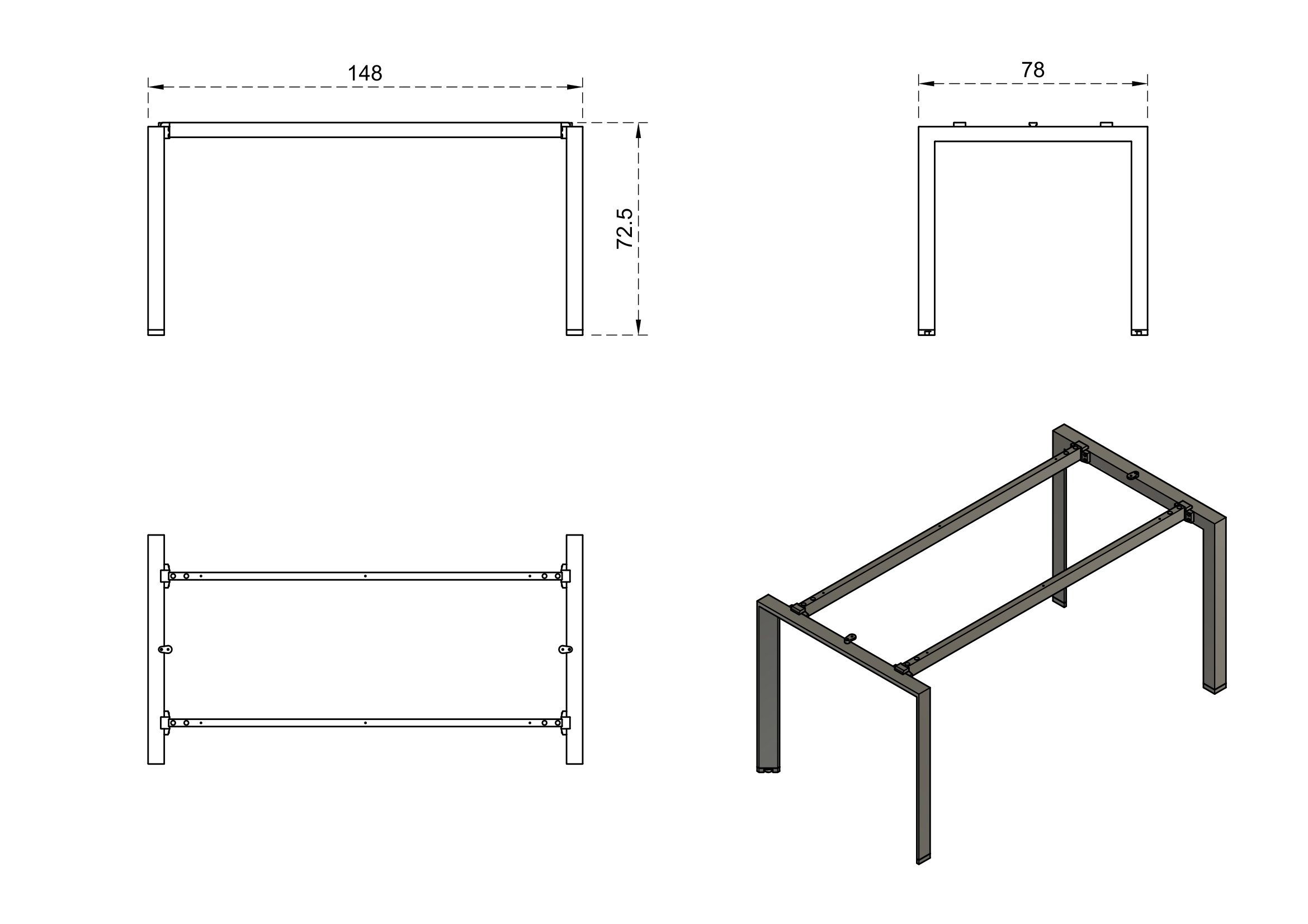 Stelaż metalowy do biurka/stołu PASON - MANAGER DESK - BIAŁY - 148 x78 cm