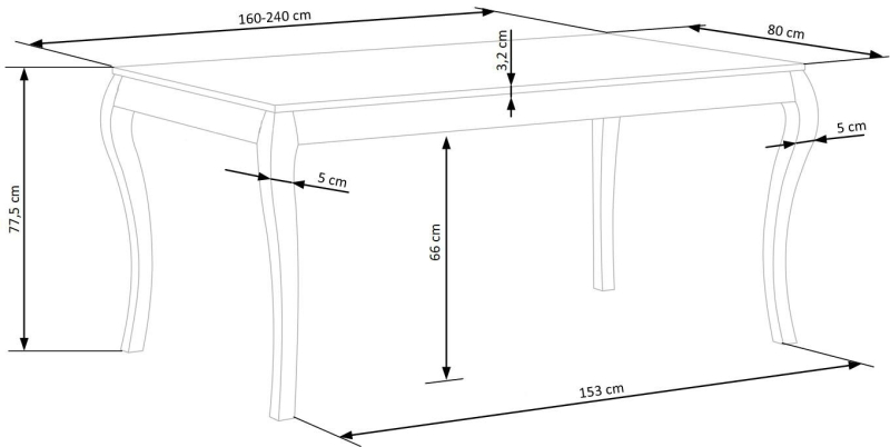 WINDSOR stół rozkładany 160-240x90x76 cm kolor ciemny dąb/czarny
