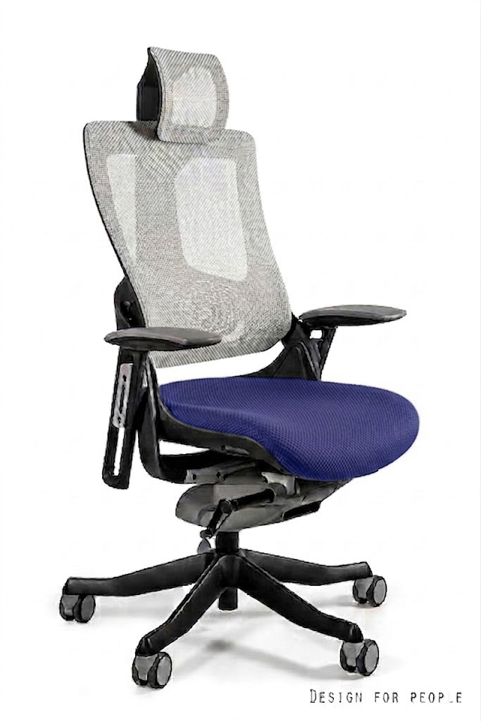 WAU 2 Fotel obrotowy czarny, siatka NW42 SNOWY/tkanina BL415 ROYALBLUE