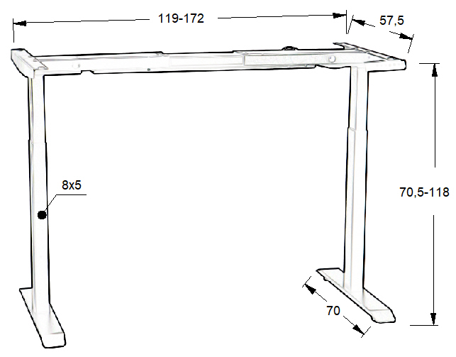 Stelaż UT04-2T/B z elektryczną regulacją w zakresie 70,5-118 cm, 2 silniki/2 segmentowa kolumna, kolor czarny