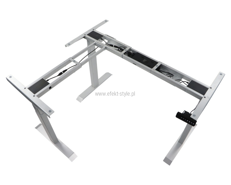 Stelaż UT04-3T/90A/A z elektryczną regulacją wysokości w zakresie 61,5-126,5 cm, 3 silniki/3 segmentowa kolumna, kolor aluminium