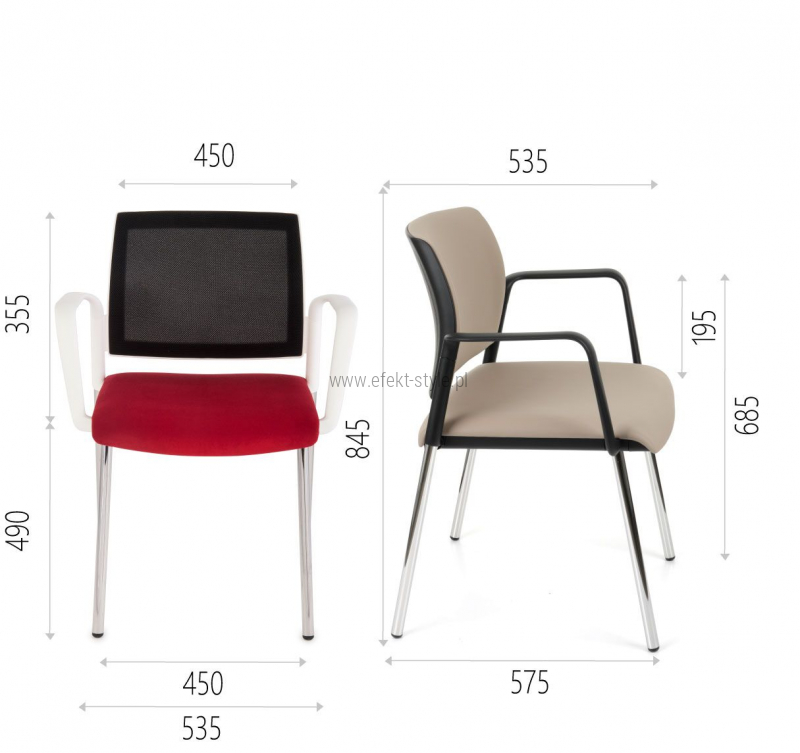 Krzesło konferencyjne Set White Net Arm Chrome