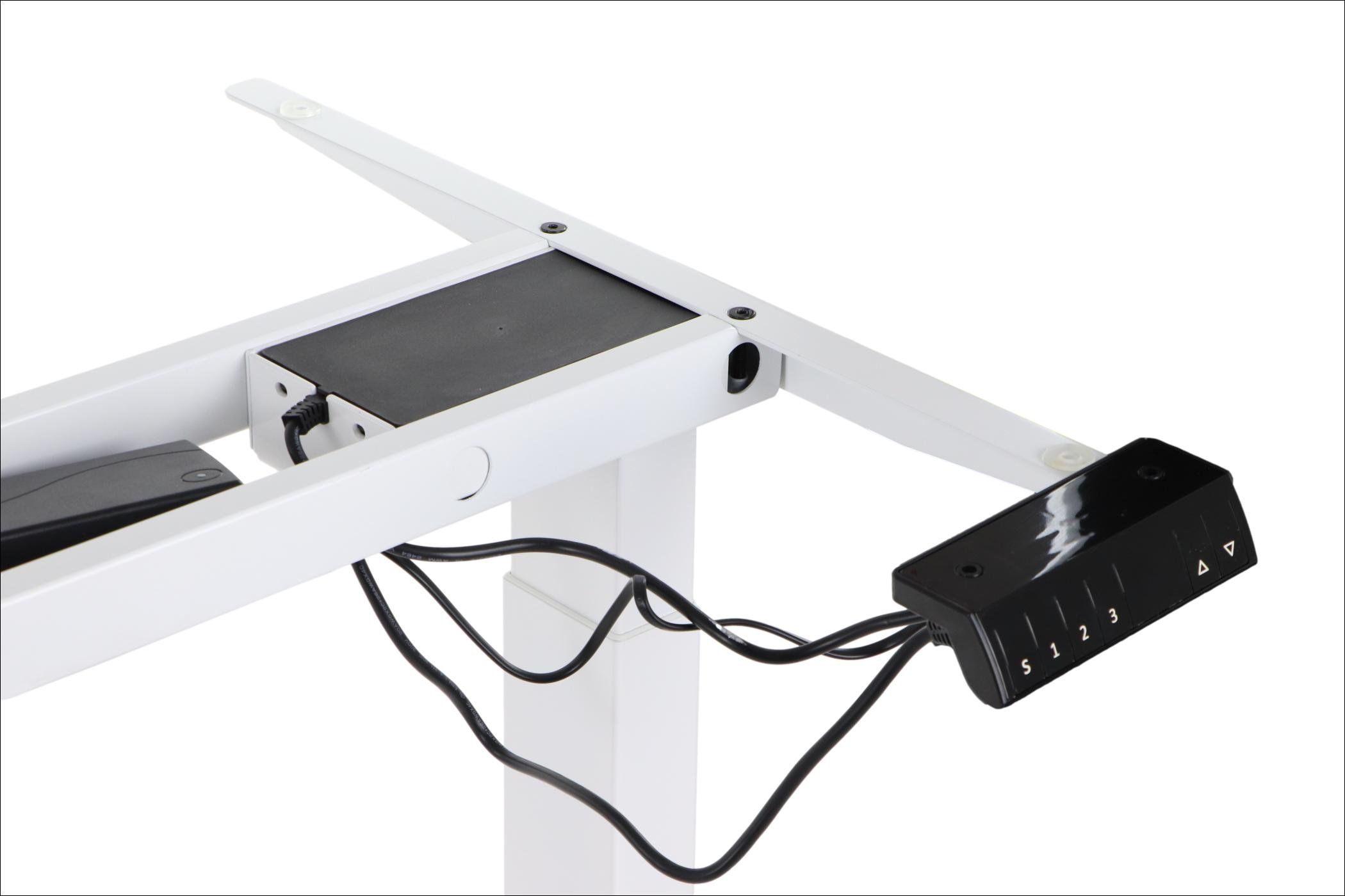Stelaż UT04E-2T/W z elektryczną regulacją wysokości w zakresie 71-118 cm; 2-silnikowy, kolor biały