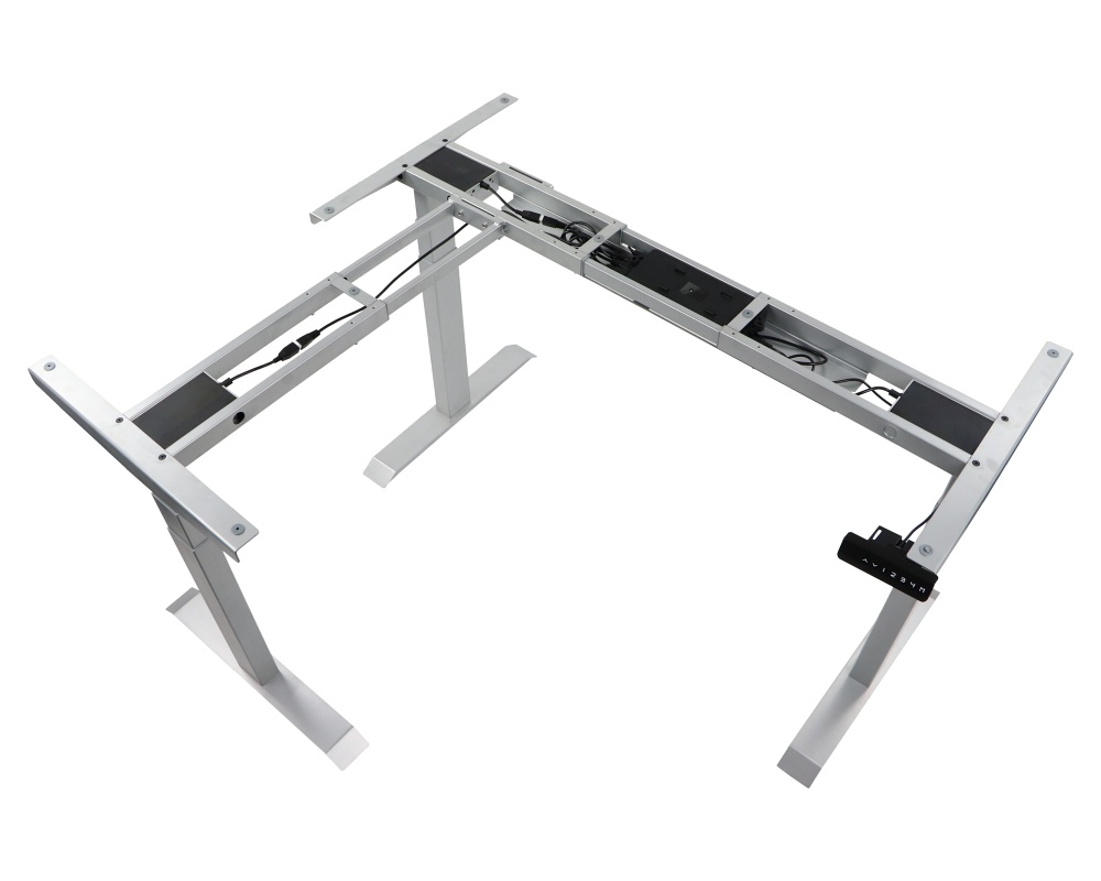 Stelaż UT04-3T/90A/A z elektryczną regulacją wysokości w zakresie 61,5-126,5 cm, 3 silniki/3 segmentowa kolumna, kolor aluminium