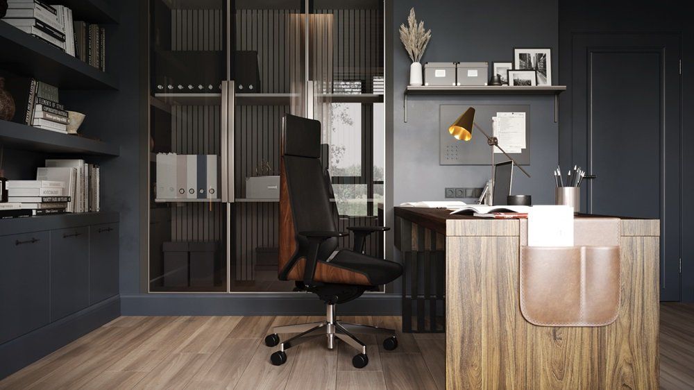 Fotel gabinetowy MOON WOOD HD BLACK/CHROME