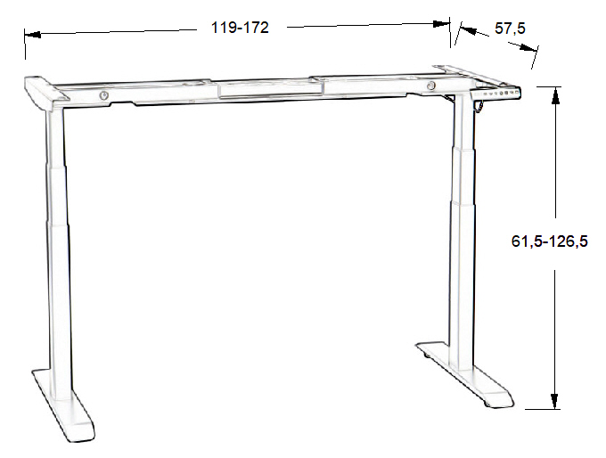 Stelaż UT04-3T/W z elektryczną regulacją wysokości w zakresie 61,5-126,5 cm, 2 silniki/3 segmentowa kolumna, kolor biały