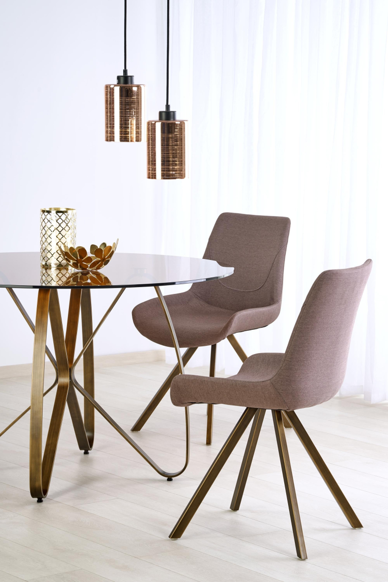 Stół LUNGO O120/76 cm, brązowy/złoty antyczny