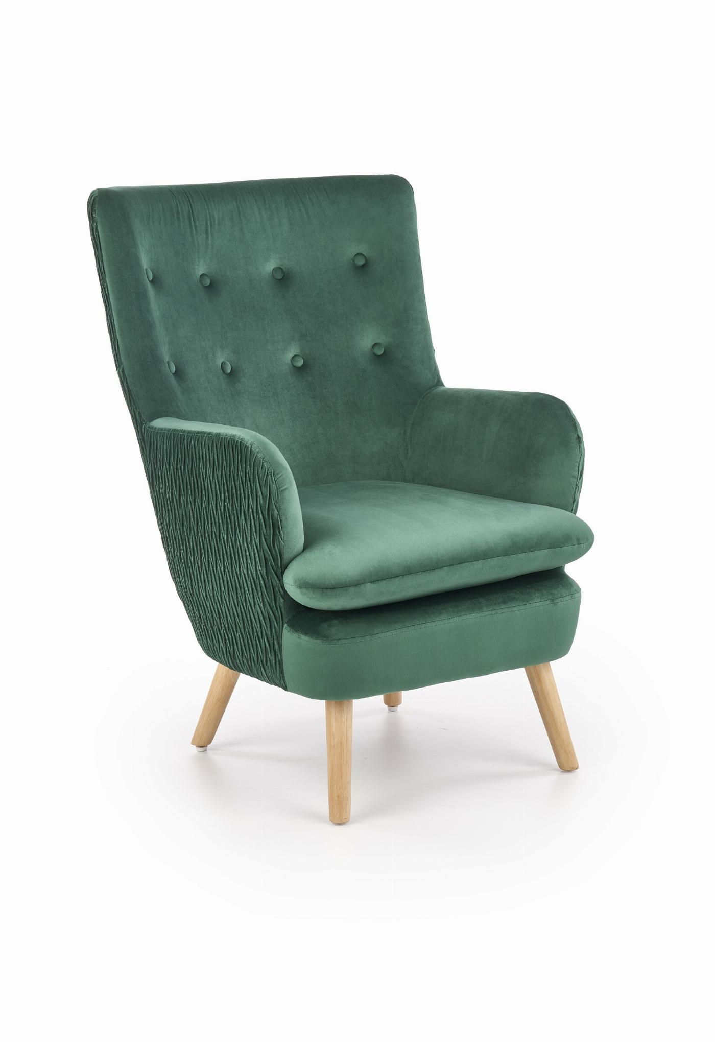 RAVEL fotel wypoczynkowy ciemny zielony / naturalny