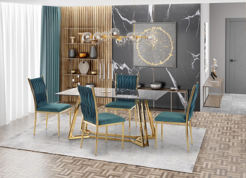 KONAMI stół, kolor: blat - czarny marmur, nogi - złoty KONAMI stół, kolor: blat - czarny marmur, nogi - złoty