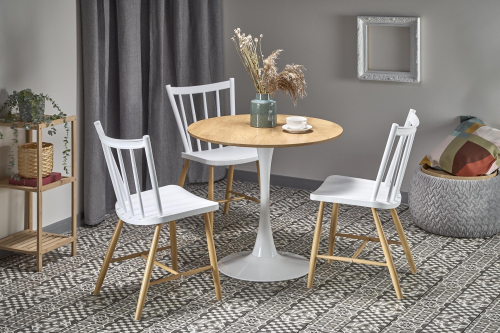 STING stół blat - naturalny, noga - biały STING stół blat - naturalny, noga - biały