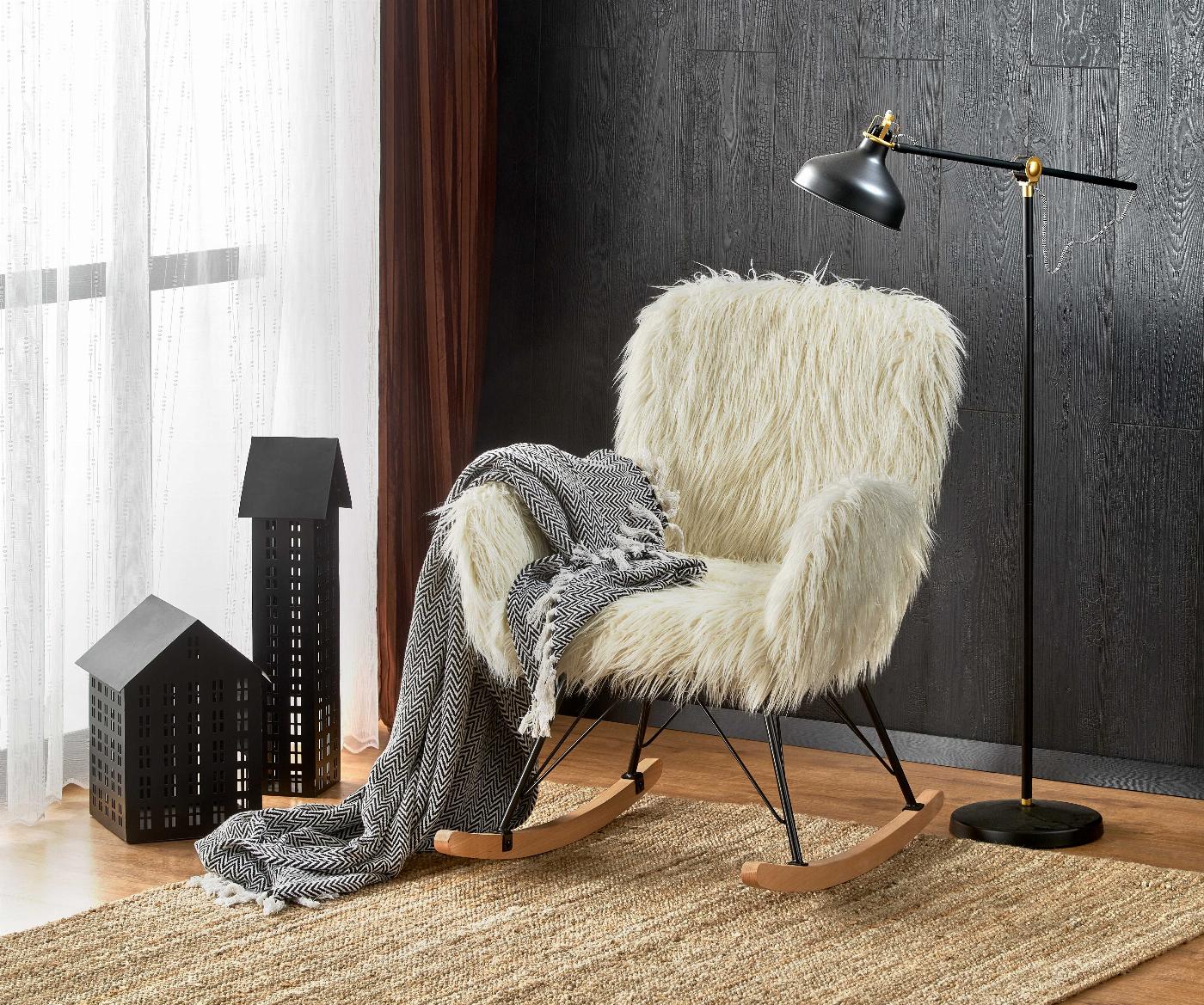AUSTIN fotel wypoczynkowy kremowy / czarny / naturalny