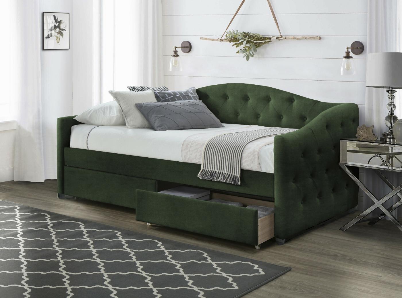 ALOHA łóżko z szufladami ciemny zielony velvet (3p=1szt)