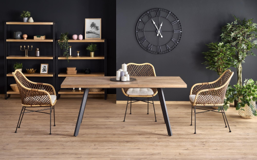 BERLIN stół rozkładany 160/220 cm, blat - orzechowy, stelaż - czarny BERLIN stół rozkładany 160/220 cm, blat - orzechowy, stelaż - czarny