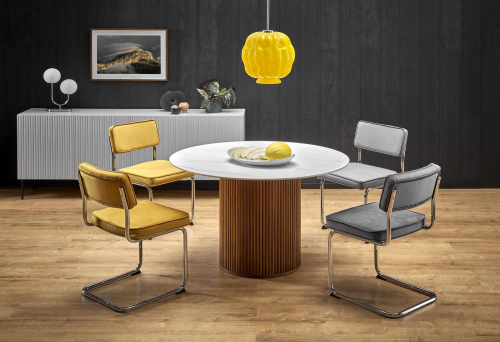 BRUNO stół okrągły, biały marmur / orzechowy BRUNO stół okrągły, biały marmur / orzechowy