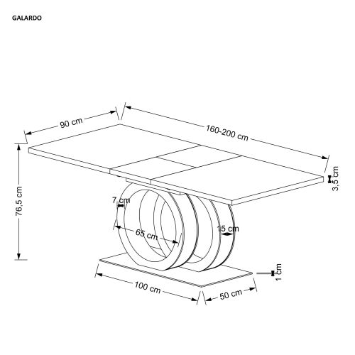 GALARDO stół rozkładany, biały / złoty GALARDO stół rozkładany, biały / złoty