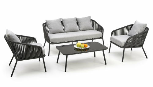 ROCCA zestaw ogrodowy ( sofa + fotel 2x + ława ), ciemny popiel / jasny popiel ROCCA zestaw ogrodowy ( sofa + fotel 2x + ława ), ciemny popiel / jasny popiel