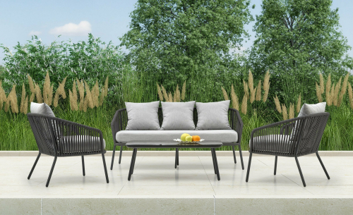 ROCCA zestaw ogrodowy ( sofa + fotel 2x + ława ), ciemny popiel / jasny popiel ROCCA zestaw ogrodowy ( sofa + fotel 2x + ława ), ciemny popiel / jasny popiel