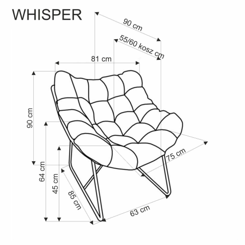 WHISPER fotel wypoczynkowy, czarny / naturalny WHISPER fotel wypoczynkowy, czarny / naturalny