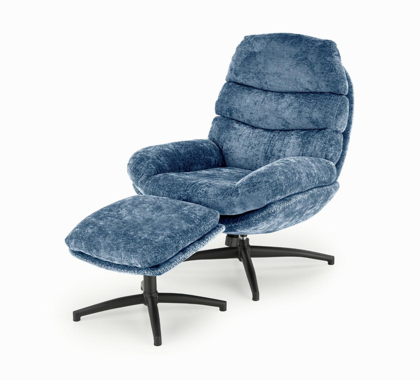 DARIO fotel wypoczynkowy z podnóżkiem, niebieski