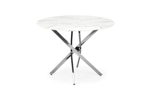 RAYMOND 3 stół, blat - biały marmur, nogi - srebrny RAYMOND 3 stół, blat - biały marmur, nogi - srebrny