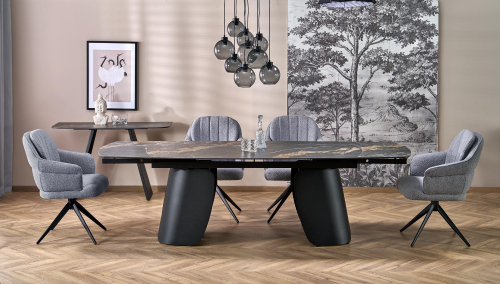 FORUM stół rozkładany, czarny marmur / czarny FORUM stół rozkładany, czarny marmur / czarny