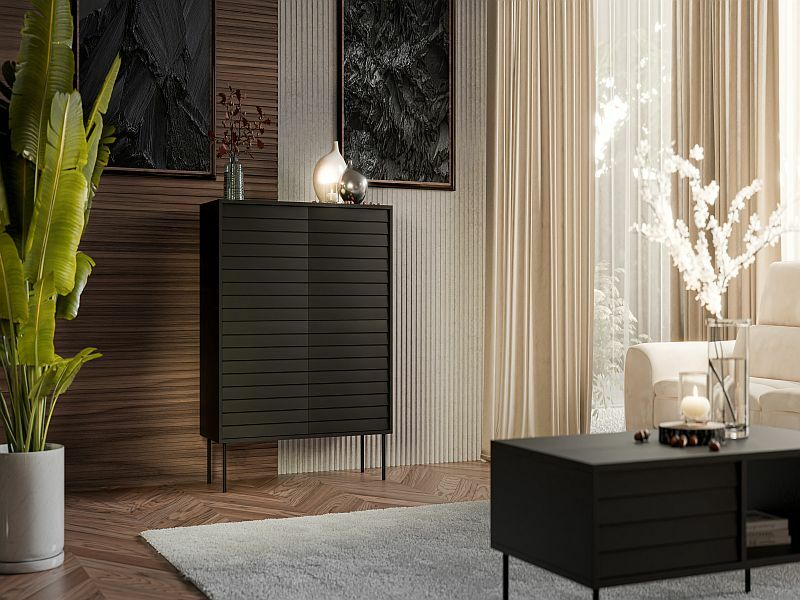 CORTINA komoda 100 ( 4D )  czarny/orzech ( 1 szt.=2 p. )