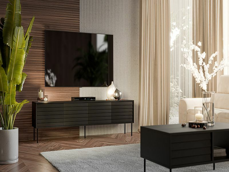 CORTINA szafka RTV 200 ( 4D ) czarny/czarny ( 1 szt.=1 p. )