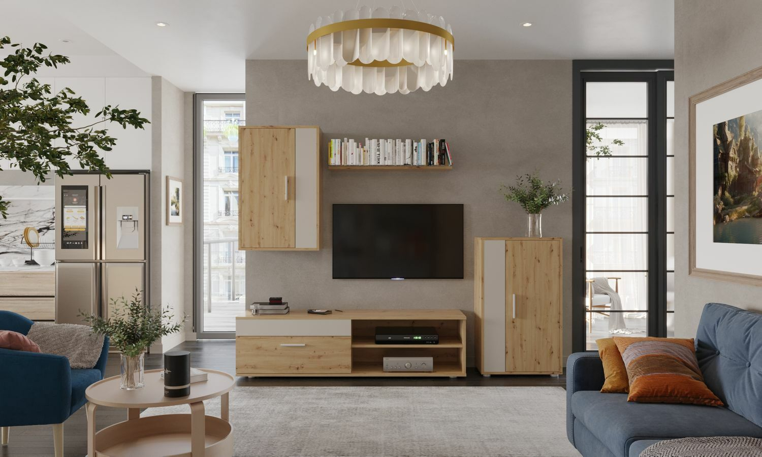 BENSON zestaw mebli, kolor: dąb artisan - kaszmir