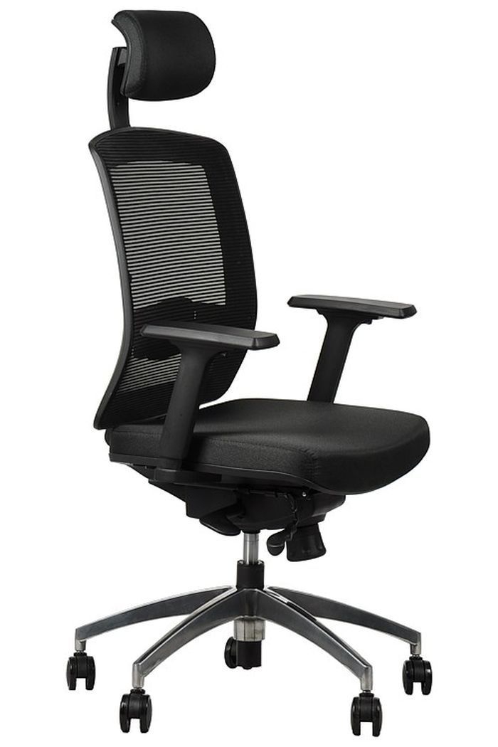 Fotel biurowy obrotowy EF-GN301 alu z wysuwem siedziska czarny 