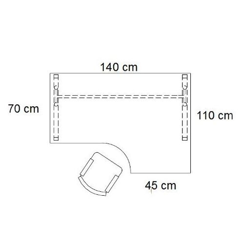 Biurko PB52PM stelaż metalowym - PRAWE 140X110X45 cm