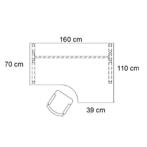 Biurko PB52PM stelaż metalowym - PRAWE 160X110X39 cm