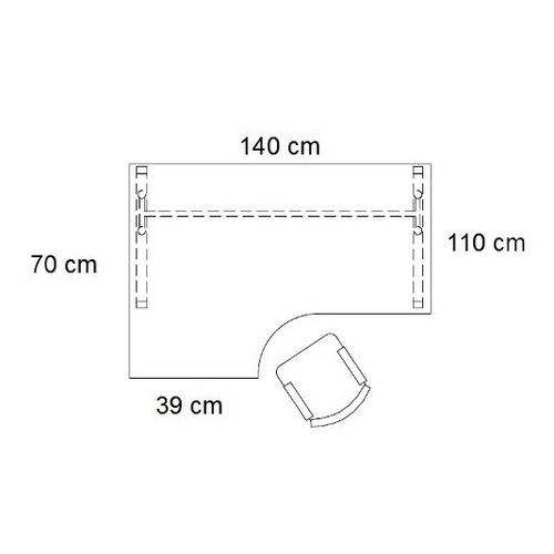 Biurko PB51LM stelaż metalowym - LEWE 140X110X39 cm