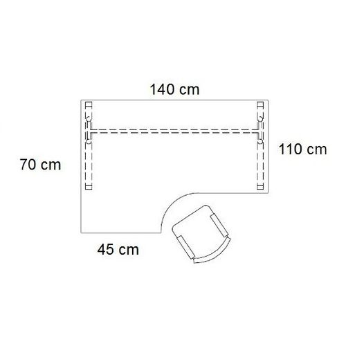 Biurko PB51LM stelaż metalowym - LEWE 140X110X45 cm