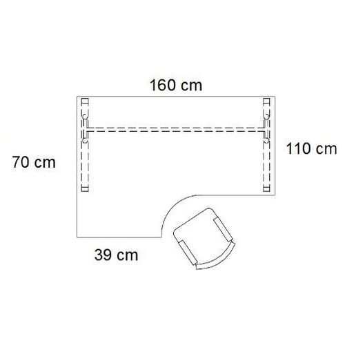 Biurko PB51LM stelaż metalowym - LEWE 160X110X39 cm