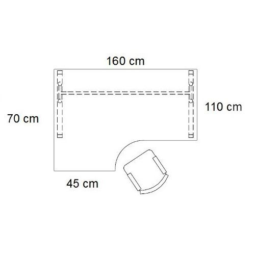 Biurko PB51LM stelaż metalowym - LEWE 160X110X45 cm