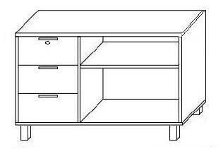 Kontener podporowy KP2 prawy lub lewy 120x45x66h - KP2 LEWY