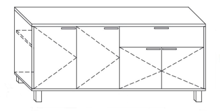 Kontener podporowy KP3 prawy lub lewy 160x45x66h - KP3 PRAWY