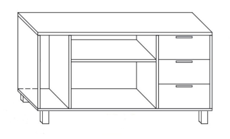 Kontener podporowy KP4 prawy lub lewy 140x45x66h - KP4 PRAWY