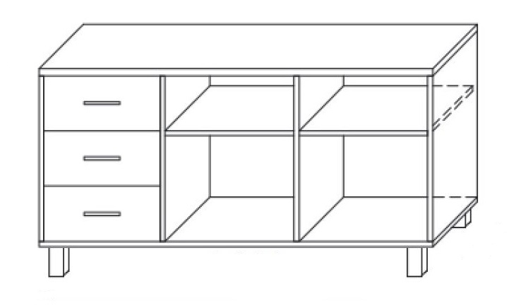 Kontener podporowy KP5 prawy lub lewy 140x45x66h - KP5 LEWY